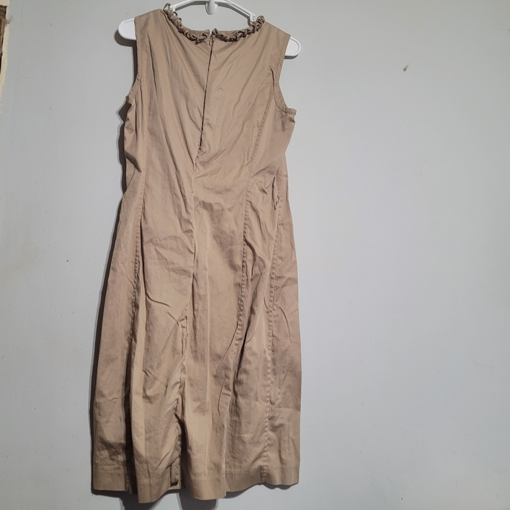 Talbots Strapless Beige Ruffle-Trim Dress - Picture 3 of 3